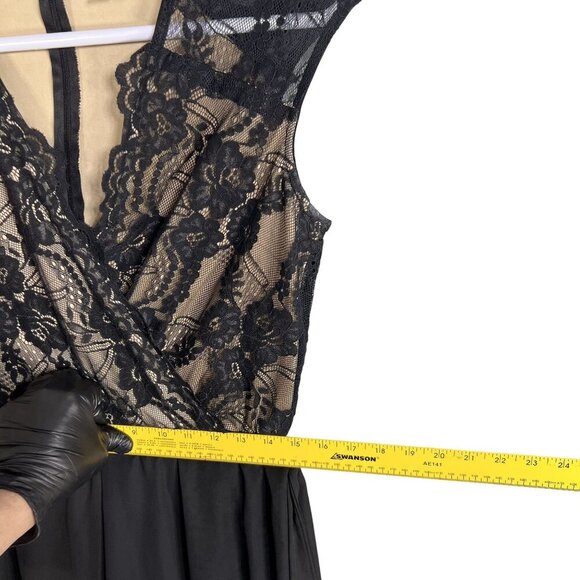 Worthington Womens S Black Lace Bodice Cap Sleeve Wide Leg Jumpsuit Stretchy - Picture 12 of 16